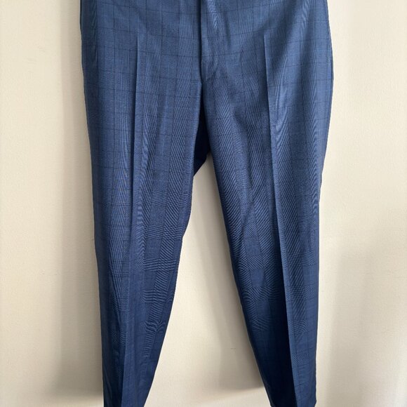 $2500 Canali Windowpane Blue Checked Suit - Size 46. Pants 38x31 - Picture 9 of 14